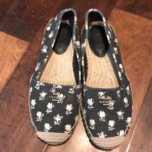 Coach Rhodelle Charcoal Rose Canvas Espadrilles
